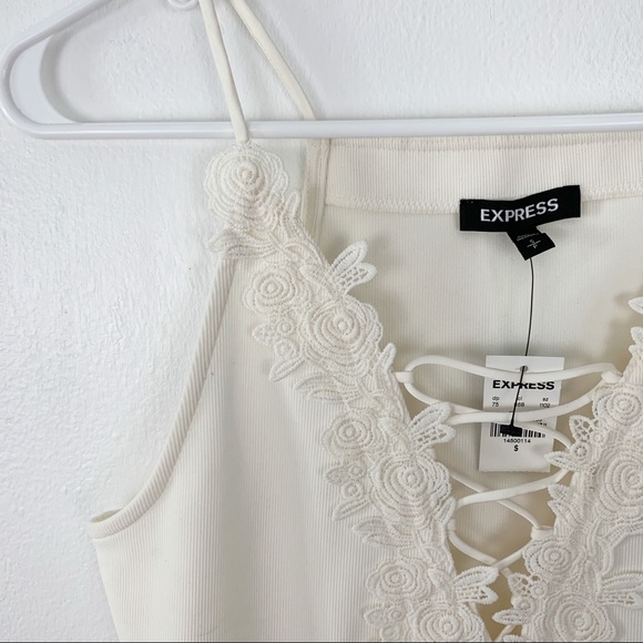 Express ivory deep plunge body suit - Picture 4 of 8